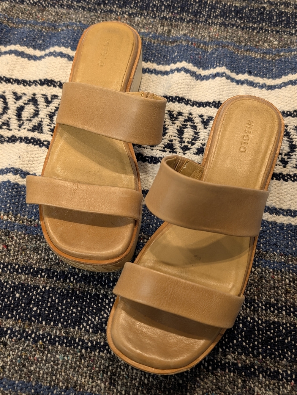 Nisolo All Day Ellie Clogs – Tan Leather Platform Sandals – Size 7.5 - Picture 3 of 11